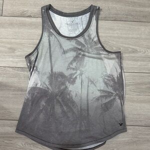American Eagle Outfitters Charcoal Palm Tank Top